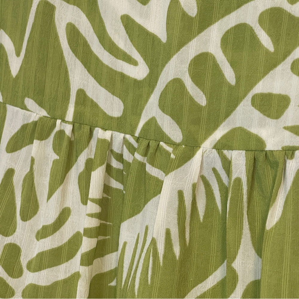 Rose & Olive Green and White Leaf Print Blouse - Picture 5 of 7